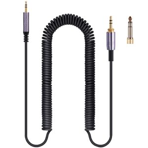 faaeal qc35 coiled audio cable replacement for bose qc45(quietcomfort 45) nc700,akg y55bt y55 headphones, 2.5mm to 3.5mm(1/8”) extension aux cord with 6.35mm (1/4") adapter 14ft