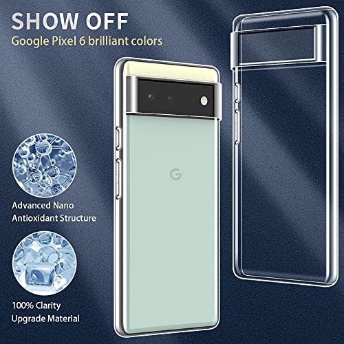 bokoo Google Pixel 6 Case, Ultra [Slim Thin] Flexible Clear TPU Phone Case for Pixel 6 Gel Rubber Soft Skin Silicone Protective Case, Anti-Yellowing, Drop Protection,Transparent