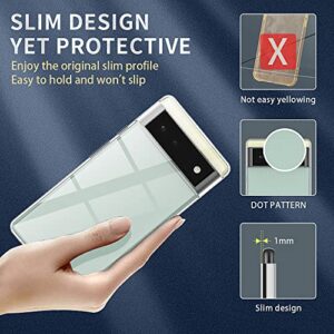 bokoo Google Pixel 6 Case, Ultra [Slim Thin] Flexible Clear TPU Phone Case for Pixel 6 Gel Rubber Soft Skin Silicone Protective Case, Anti-Yellowing, Drop Protection,Transparent