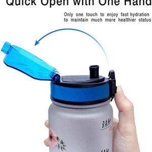 64HYDRO 32oz 1Liter Motivational Water Bottle with Time Marker & Removable Strainer, Water Tracker Bottles, Snow Wolf Water Bottles with Times to Drink, Cool Unique Inspirational Gifts for Men, Women
