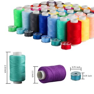 Blibly 72Pcs Bobbins Sewing Thread Kits, 500 Yards Per Polyester Thread Spools with Needle, Threader, Scissors and Ruler, Prewound Bobbin with Case for Hand & Sewing Machine,36 Colors