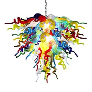 alioth hand blown glass art chandelier ceiling light hanging pendant chandelier modern light fixture for bedroom,living room,dining room (24x20)