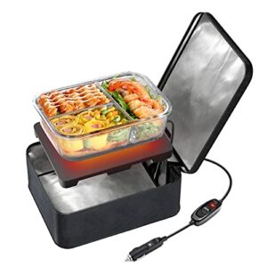 sabotheat portable car microwave - 12v40w hot plate with on/off switch for reheating & slow cook, smart mini portable oven car food warmer lunch box for work, trip, camping
