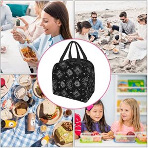 Zminciu Sun And moon Lunch Bag Reusable,With Front Pocket Zipper Closure Leakproof Insulated Lunch Box Cooler Tote Bag Food Container Snack Bag For Men Women Work Travel Picnic