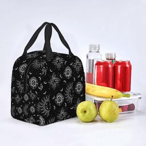 Zminciu Sun And moon Lunch Bag Reusable,With Front Pocket Zipper Closure Leakproof Insulated Lunch Box Cooler Tote Bag Food Container Snack Bag For Men Women Work Travel Picnic