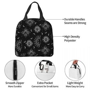 Zminciu Sun And moon Lunch Bag Reusable,With Front Pocket Zipper Closure Leakproof Insulated Lunch Box Cooler Tote Bag Food Container Snack Bag For Men Women Work Travel Picnic