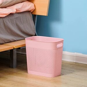 UUJOLY Plastic Trash Can Wastebasket, Garbage Container Basket for Bathrooms, Kitchens, Offices, Kids Rooms (Pink, 3 Gallon), 1 Pack