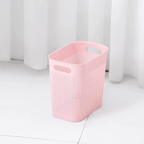 UUJOLY Plastic Trash Can Wastebasket, Garbage Container Basket for Bathrooms, Kitchens, Offices, Kids Rooms (Pink, 3 Gallon), 1 Pack