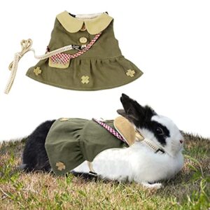 cooshou guinea pig clothes harness leash rabbit clothes dress for bunny dress with bowknot small pet adjustable vest harness leash for bunny ferret iguana (l)
