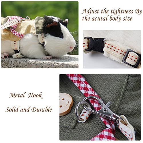 CooShou Guinea Pig Clothes Harness Leash Rabbit Clothes Dress for Bunny Dress with Bowknot Small Pet Adjustable Vest Harness Leash for Bunny Ferret Iguana (L)