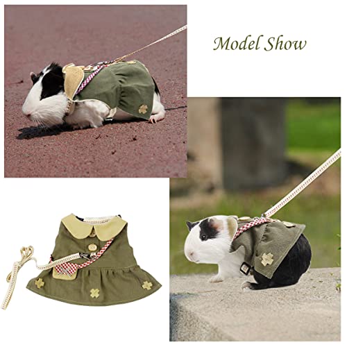 CooShou Guinea Pig Clothes Harness Leash Rabbit Clothes Dress for Bunny Dress with Bowknot Small Pet Adjustable Vest Harness Leash for Bunny Ferret Iguana (L)