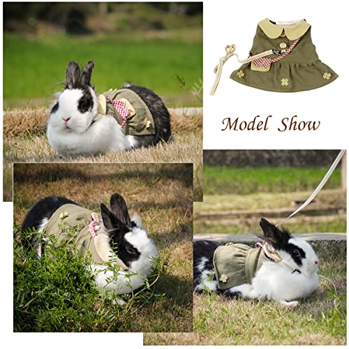 CooShou Guinea Pig Clothes Harness Leash Rabbit Clothes Dress for Bunny Dress with Bowknot Small Pet Adjustable Vest Harness Leash for Bunny Ferret Iguana (L)