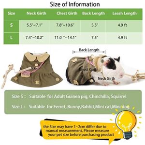 CooShou Guinea Pig Clothes Harness Leash Rabbit Clothes Dress for Bunny Dress with Bowknot Small Pet Adjustable Vest Harness Leash for Bunny Ferret Iguana (L)