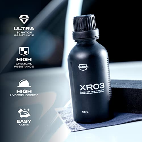 Nasiol XR03 Nano Ceramic Coating for Cars, Auto Detailing Kit Body Armour, Years of Paint Protection for Vehicle and Motorcycles 8H Scratch Resistance with Hydrophobic Crystal Gloss Shine