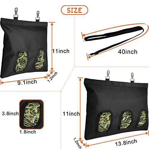 Rabbit Hay Feeder Bag, Hay Holder Storage for Rabbit Guinea Pig Bunny, Light Black Hanging Feeding Hay 600D Oxford Cloth Fabric 2 Pcs