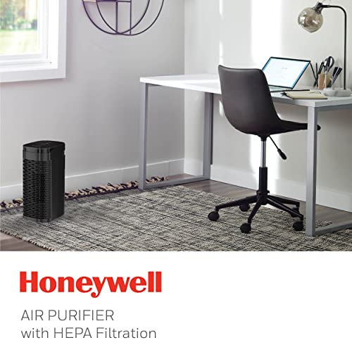 Honeywell HPA075B Allergen Plus Series Compact HEPA Air Purifier Tower, Allergen Reducer for Medium Rooms (100 sq ft), Black - Wildfire/Smoke, Pollen, Pet Dander & Dust Air Purifier