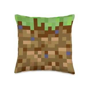 topsandthepops grass 64 gaming design 32 bit pixelated throw pillow, 16x16, multicolor