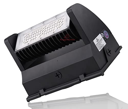 RuggedGrade 5,600 Lumen - 40 Watt Rotate III Series LED Wall Pack - 5000K - High Efficiency 140 Lumen to watt - Black Color - with Photocell