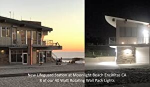 RuggedGrade 5,600 Lumen - 40 Watt Rotate III Series LED Wall Pack - 5000K - High Efficiency 140 Lumen to watt - Black Color - with Photocell