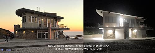 RuggedGrade 5,600 Lumen - 40 Watt Rotate III Series LED Wall Pack - 5000K - High Efficiency 140 Lumen to watt - Black Color - with Photocell