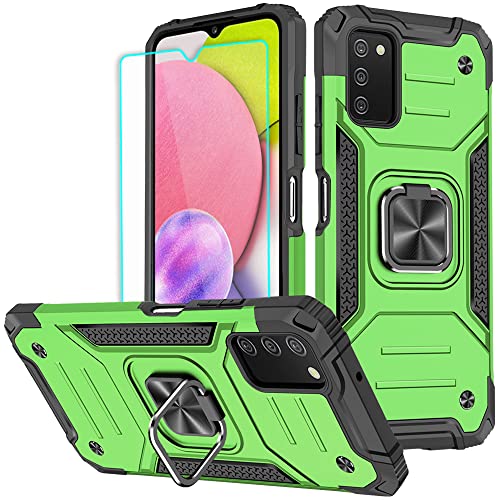 HNHYGETE Samsung Galaxy A03s Case, Samsung A03s Case, with HD Screen Protector, 360°Military Grade Rotatable Kickstand (Heavy Duty) Shockproof Protective Cases for Samsung Galaxy A03s (Green)