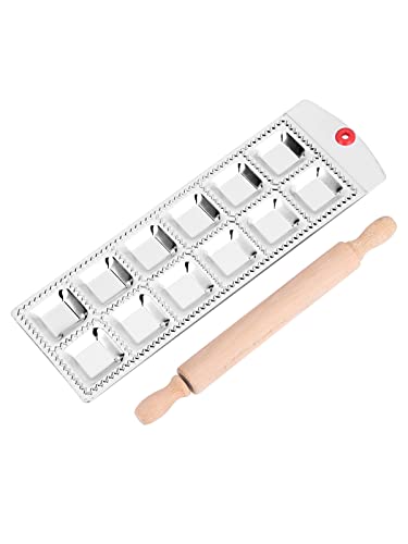 Ravioli Maker & Ravioli molds Tool-12 Hole Round Mold Italian Pasta Italian Tray Kit With Rolling Pin (Square)1