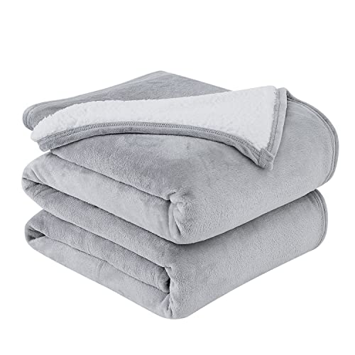Southshore Fine Living, Inc. Oversized Throw Blanket for Bed and Couch, Reversible Throw Sherpa Blankets Cozy Warm Microfleece Throw Blanket for Winter (50 x 70) Throw Blankets Steel Grey Color