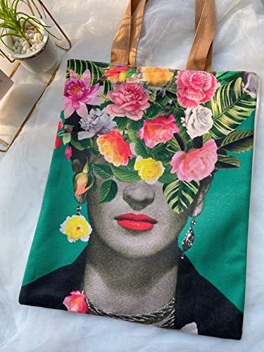 MistWorld Famous Mexican female painter bag canvas bag reusable shopping bag, shoulder bag tote bag with inner pocket