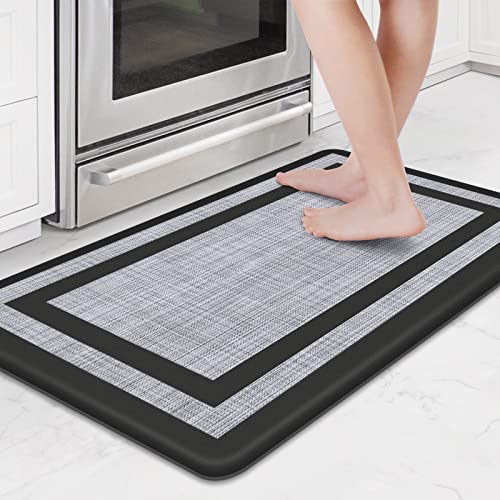 Mattitude Cushioned Kitchen mats,17.3"x 28",Non-Skid Waterproof Kitchen Rugs Ergonomic Comfort Standing Mat for Kitchen, Floor Home, Office, Laundry, Black