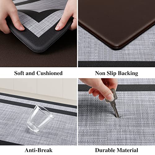 Mattitude Cushioned Kitchen mats,17.3"x 28",Non-Skid Waterproof Kitchen Rugs Ergonomic Comfort Standing Mat for Kitchen, Floor Home, Office, Laundry, Black