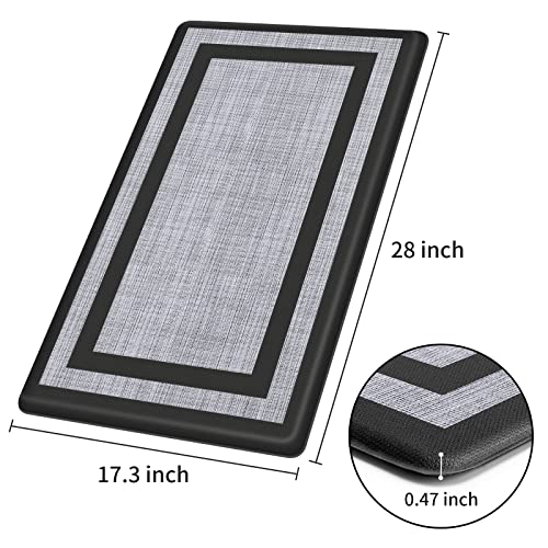 Mattitude Cushioned Kitchen mats,17.3"x 28",Non-Skid Waterproof Kitchen Rugs Ergonomic Comfort Standing Mat for Kitchen, Floor Home, Office, Laundry, Black