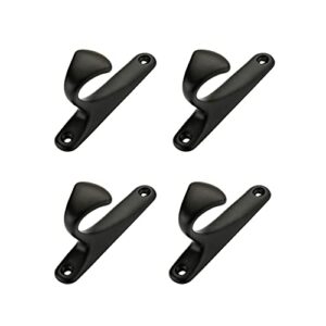wall mounted contemporary metal single coat hooks 4 pack for door hanger towel robe clothes cabinet closet sponges hook for bathroom bedroom kitchen hotel pool (screws included) black