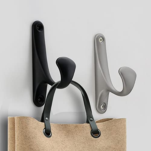 Wall Mounted Contemporary Metal Single Coat Hooks 4 Pack for Door Hanger Towel Robe Clothes Cabinet Closet Sponges Hook for Bathroom Bedroom Kitchen Hotel Pool (Screws Included) Black