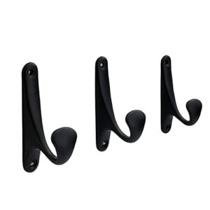 Wall Mounted Contemporary Metal Single Coat Hooks 4 Pack for Door Hanger Towel Robe Clothes Cabinet Closet Sponges Hook for Bathroom Bedroom Kitchen Hotel Pool (Screws Included) Black
