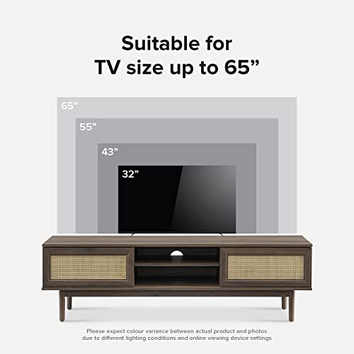 mopio Haylee TV Stand, 59" Modern Boho Farmhouse Entertainment Center, Natural Rattan TV Console, TV Stand with Storage, Media Console, for Living Room