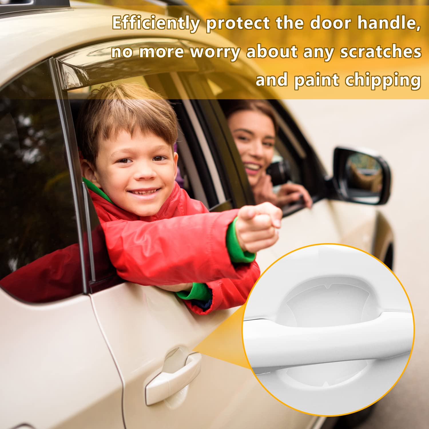 Ouzorp Car Door Handle Cup Scratches Protector Door Handle Side Sticker Scratches Scratch Protector Transparent Door Handle Paint Scratch Protection Protective Film (4)