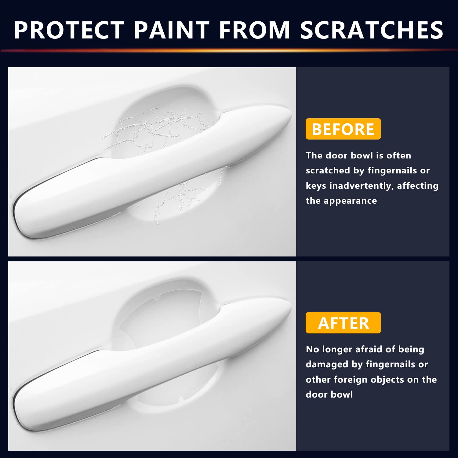 Ouzorp Car Door Handle Cup Scratches Protector Door Handle Side Sticker Scratches Scratch Protector Transparent Door Handle Paint Scratch Protection Protective Film (4)