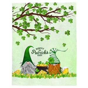 Fantasy Staring St. Patrick's Day Throw Blanket - Elf Gnome Lucky Green Clover Shamrock Flannel Blanket Microfiber Holiday Blanket Soft, Cozy, Comfy Throw for Sofa Couch Bed, 40 x 50 inch