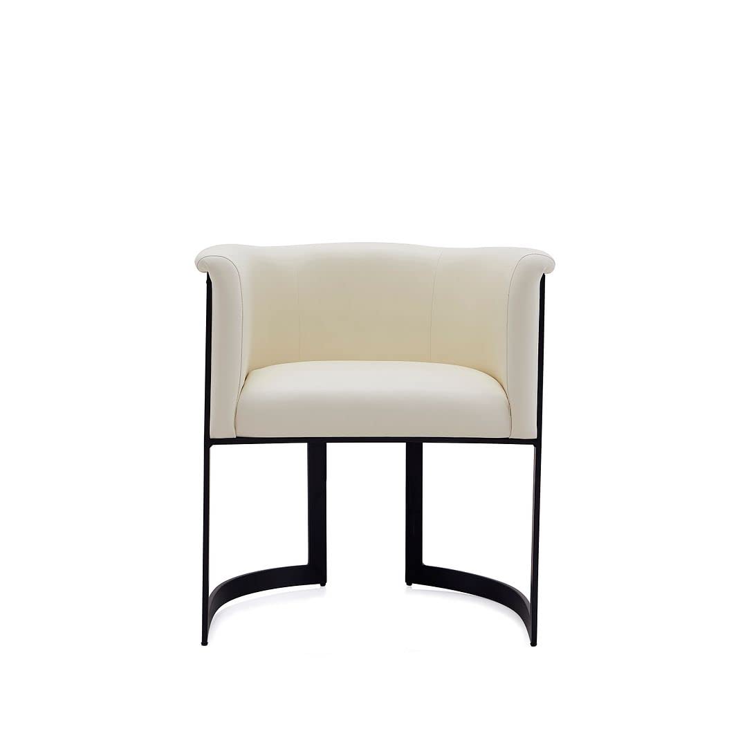 Manhattan Comfort Corso Idustrial Modern Leatherette Dining Chair with Metal Frame in Cream