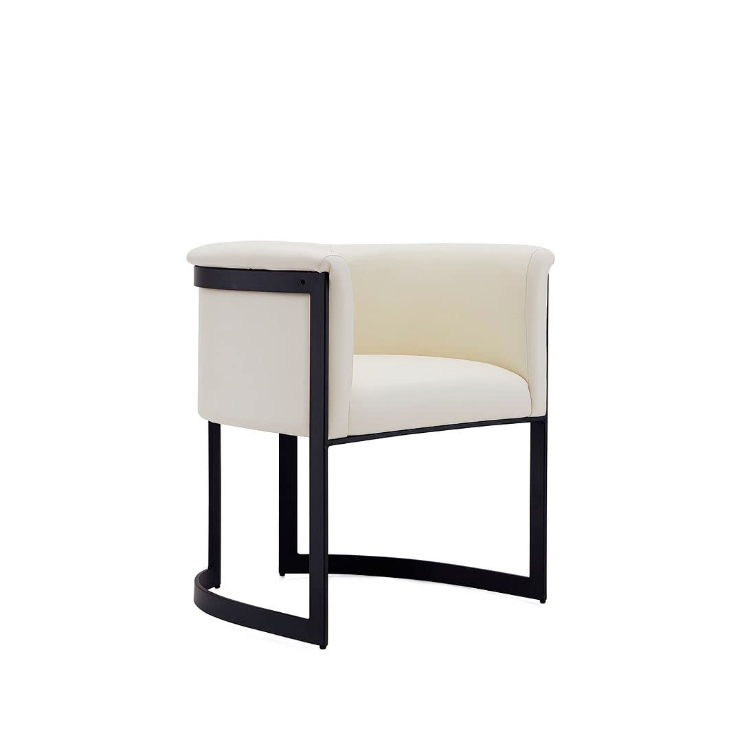 Manhattan Comfort Corso Idustrial Modern Leatherette Dining Chair with Metal Frame in Cream