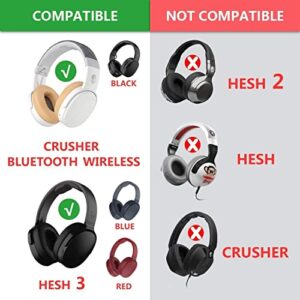 Earpad Replacement Ear Pads Cushions Cover Compatible with Skull Candy Hesh3 Hesh 3 Crusher Wireless Headphones Earpads Repair Parts (Black)