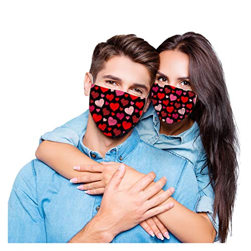 50 Pcs Valentine's Day Disposable Face_Mask for Adult, 3-Ply Breathable Love Hearts Printed Designs with Nose Wire (MultiColor_2)