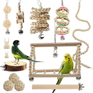 bird toys parakeet cage accessories, pietypet 13pcs bird parakeet toys, swing hanging standing chewing toy, bird toys for parakeets, cockatiel, parrot