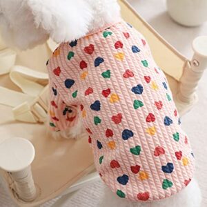 T'CHAQUE Pet Clothes Dog Hoodies with Heart Print, Basic Causal Puppy T-Shirts Cat Outfits Pullover for Daily and Party Wear, Cute Pet Apparel Clothing for Small and Medium Dogs, Pink M