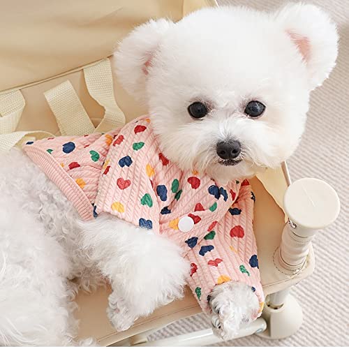 T'CHAQUE Pet Clothes Dog Hoodies with Heart Print, Basic Causal Puppy T-Shirts Cat Outfits Pullover for Daily and Party Wear, Cute Pet Apparel Clothing for Small and Medium Dogs, Pink M