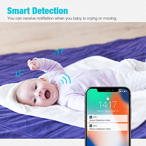 Baby Monitor with Camera and Audio, 1080P HD Night Vision Pet Camera with Motion Tracking and Sound Detect, 2.4G WiFi Indoor Security Camera with 2-Way Talk, Cloud & SD Card Storage, Works with Alexa