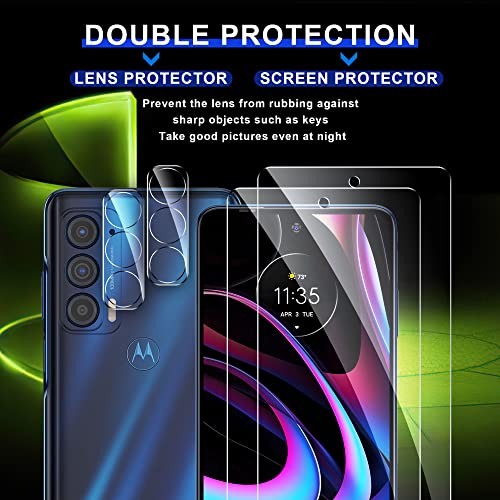 Ogrish [2+2 Pack] Tempered Glass Screen Protector for Motorola Moto Edge (2021)/Moto Edge 5G UW 2021 and 2 Pack Camera Lens Protector - Anti-fingerprint, Shatter Proof, HD Clear