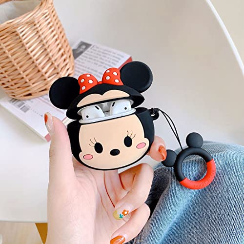 AKXOMY Compatible with Airpods 3 Case Cover, Cute Cartoon Minnie Mouse Airpods 3 Case, Charging Drop-Proof Soft Silicone Protective Cover Case for Girls Women Kids Airpods 3 2021 (Q-Minnie)