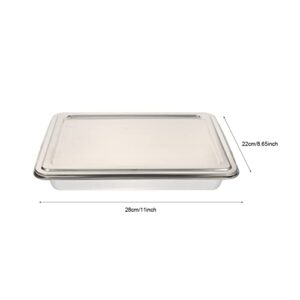 DOITOOL Feeding Serving Tray Stainless Steel Divided Dinner Plate: 4 Compartment Portion Control Plate with Lid Diet Dish Serving Platter Luncheon Plate for Kitchen Fruit Plate