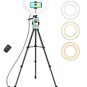 12" Ring Light, Selfie Ring Light with 3 Color Modes, Adjustable Brightness, Extendable Tripod Stand, 2 Phone Holders, Bluetooth Remote Shutter for Photography/Makeup/Vlogs/Live Stream/YouTube…